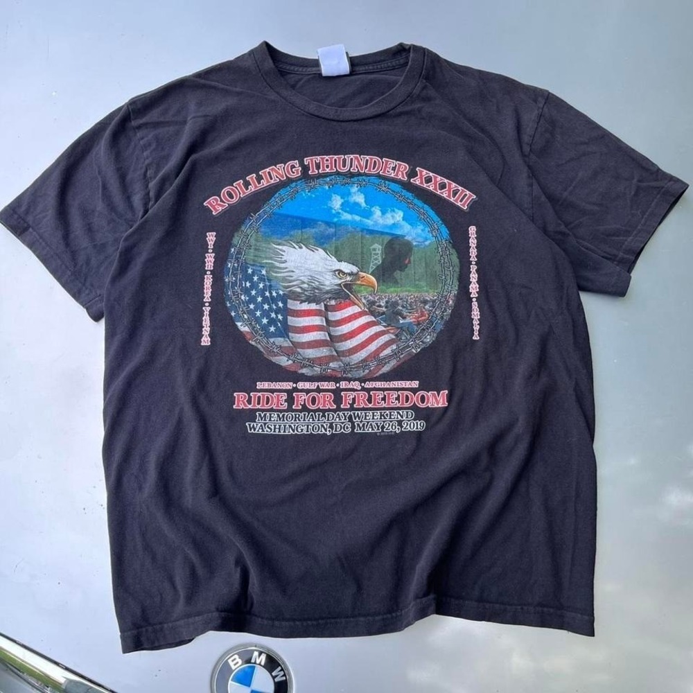 Harley Davidson Rolling Thunder barbed wire eagle American Rally bold graphics